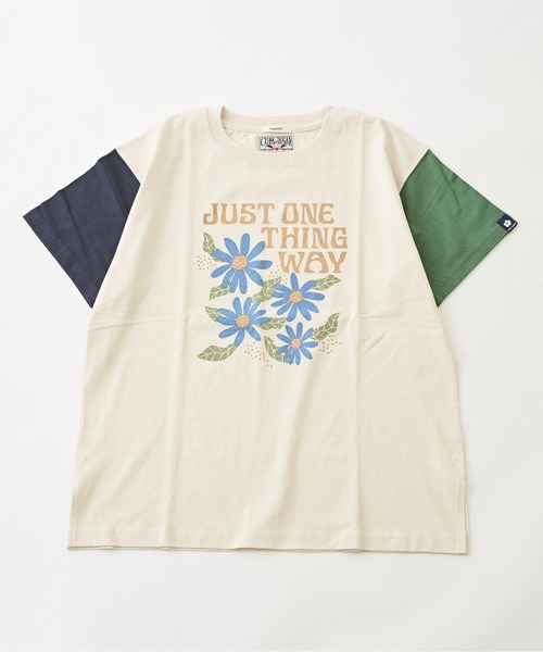 CUBE SUGAR(キューブシュガー)の「オーガニックコットンフラワープリントTシャツ(Tシャツ/カットソー・レディース・ネイビー/マルチ/グリーン/ナチュラル/ピンク・M)」の19枚目の写真