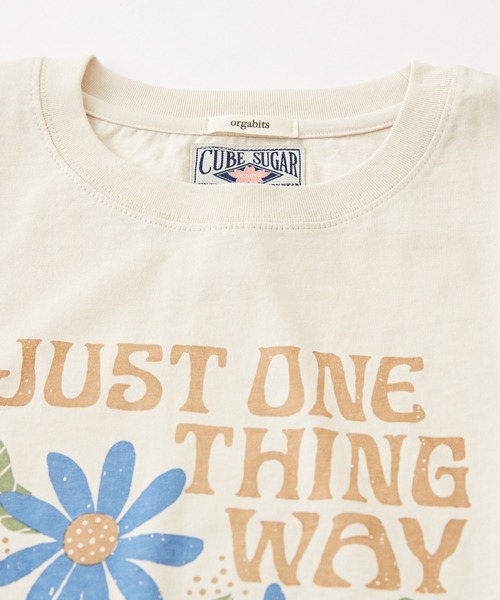 CUBE SUGAR(キューブシュガー)の「オーガニックコットンフラワープリントTシャツ(Tシャツ/カットソー・レディース・ネイビー/マルチ/グリーン/ナチュラル/ピンク・M)」の18枚目の写真