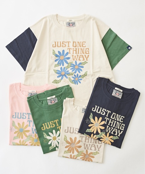 CUBE SUGAR(キューブシュガー)の「オーガニックコットンフラワープリントTシャツ(Tシャツ/カットソー・レディース・ネイビー/マルチ/グリーン/ナチュラル/ピンク・M)」の12枚目の写真