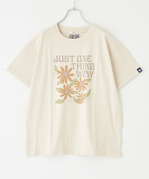 CUBE SUGAR(キューブシュガー)の「オーガニックコットンフラワープリントTシャツ(Tシャツ/カットソー・レディース・ネイビー/マルチ/グリーン/ナチュラル/ピンク・M)」の10枚目の写真