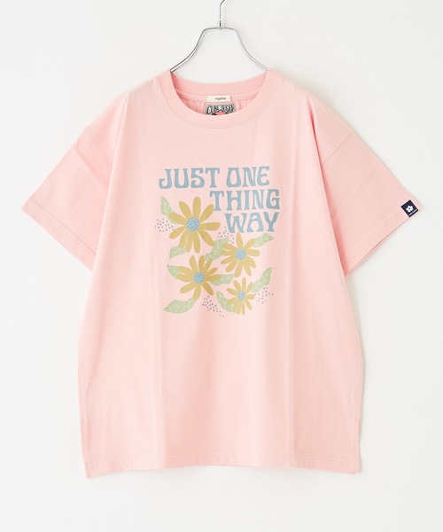 CUBE SUGAR(キューブシュガー)の「オーガニックコットンフラワープリントTシャツ(Tシャツ/カットソー・レディース・ネイビー/マルチ/グリーン/ナチュラル/ピンク・M)」の8枚目の写真