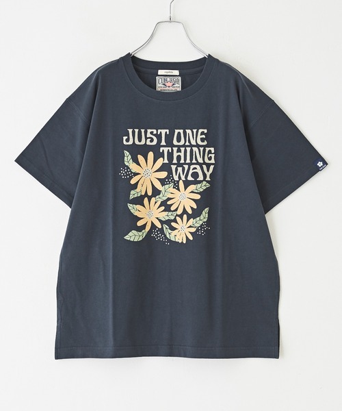 CUBE SUGAR(キューブシュガー)の「オーガニックコットンフラワープリントTシャツ(Tシャツ/カットソー・レディース・ネイビー/マルチ/グリーン/ナチュラル/ピンク・M)」の6枚目の写真
