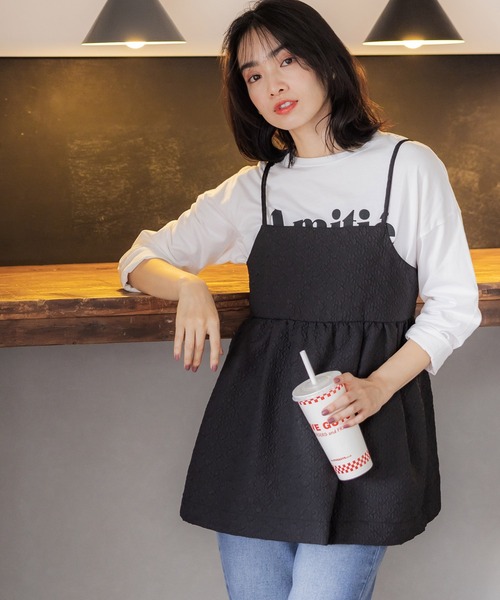 coca（coca）（コカ）の「【WEB限定セール】上品エンボスバックシャンビスチェ（キャミソール・レディース・ライトベージュ/ブラック・M/L）」の3枚目の写真