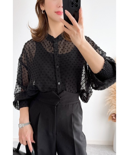 トゥモローランド ドットシアーシャツ新品 TOMORROWLAND｜トゥモローランドのシャツ/ブラウス（ドット柄）通販