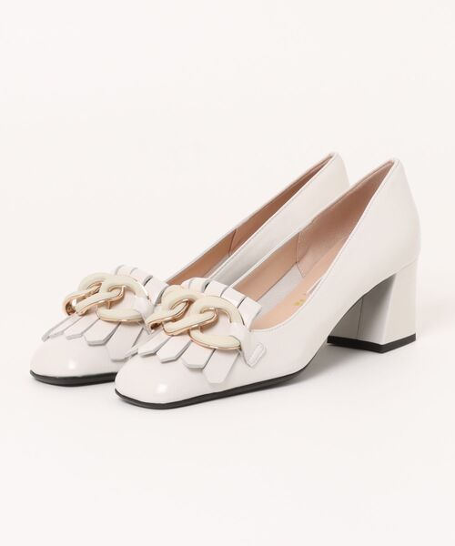 inter-chaussures(インターショシュール)の「【INTER-CHAUSSURES】スクエアトウチェーンキルトパンプス(I41000)(パンプス・レディース・ホワイト/ブラック系その他・37/38/35)」の3枚目の写真