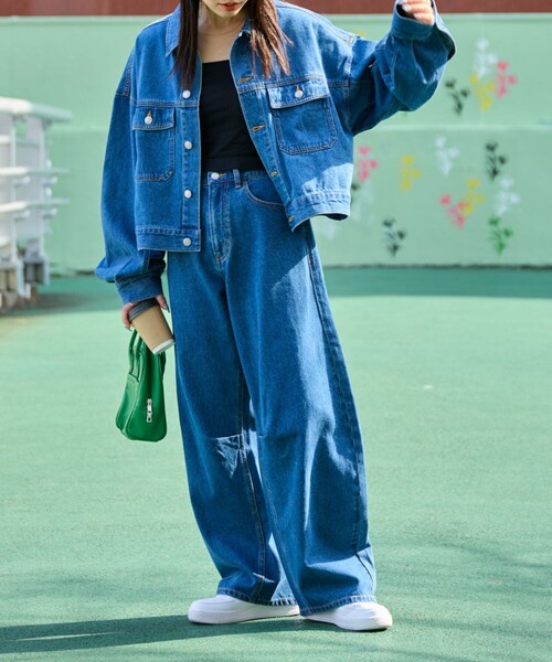 FREAK'S STORE(フリークスストア)の「限定展開 カーブライン タックデニム(デニムパンツ・レディース・グレー/ブルー/ネイビー・SMALL/MEDIUM)」の15枚目の写真