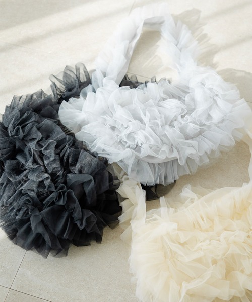 rectangle（レクタングル）の「シアーチュールショルダーバッグ（ショルダーバッグ・レディース・ブラック/グレー/アイボリー/ピンク・FREE）」の6枚目の写真