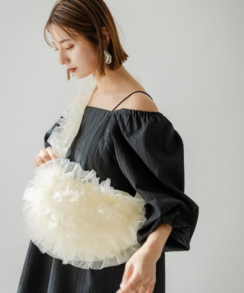 rectangle（レクタングル）の「シアーチュールショルダーバッグ（ショルダーバッグ・レディース・ブラック/グレー/アイボリー/ピンク・FREE）」の13枚目の写真