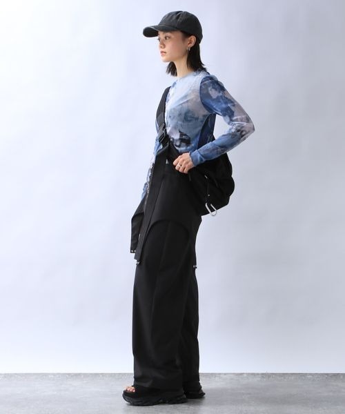 JEANASIS（ジーナシス）の「ガーターデザインワイドパンツ/108714（その他パンツ・レディース・グレー/ブラック・SMALL/MEDIUM）」の3枚目の写真