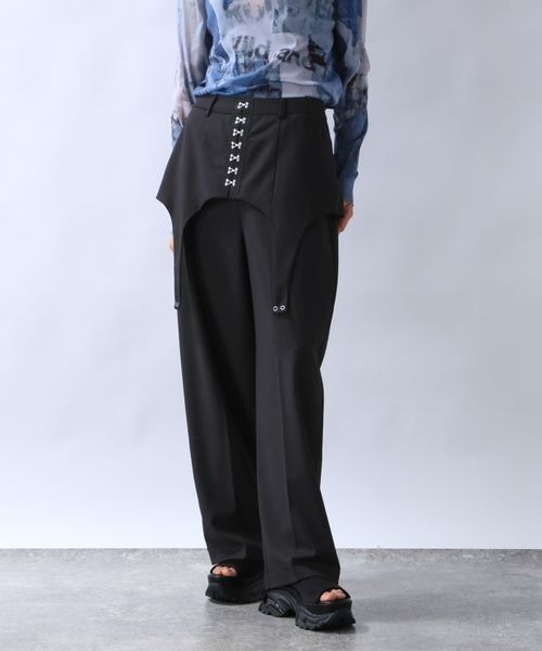 JEANASIS（ジーナシス）の「ガーターデザインワイドパンツ/108714（その他パンツ・レディース・グレー/ブラック・SMALL/MEDIUM）」の5枚目の写真
