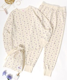 JEMORGAN（ジェーイーモーガン）の「JEMORGAN/ジェーイーモーガン セットアップ 花総柄 ワッフル ロンT＆パンツ＆ポーチ 3点セット/ルームウェア/ワンマイルウェア/パジャマ/レディース（ルームウェア/パジャマ）」