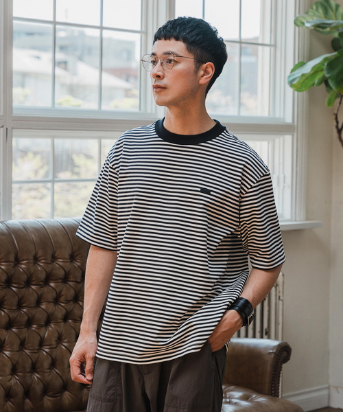 LACOSTE（ラコステ）の「LACOSTE (ラコステ) 別注 ボーダーTシャツ（Tシャツ/カットソー・メンズ・ブラック/ホワイト/ダークブルー・3/4/5）」の7枚目の写真