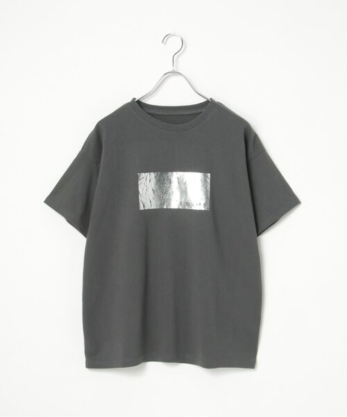 notch.（ノッチ）の「コットン100% 箔プリントTシャツ（Tシャツ/カットソー・レディース・ブラック/オフホワイト/チャコール・M）」の15枚目の写真