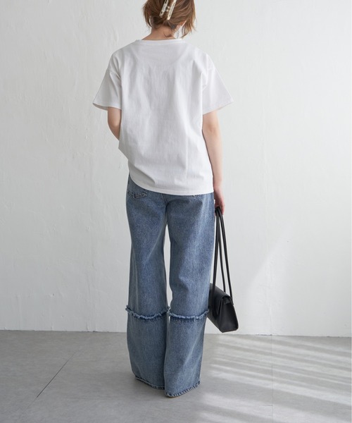 notch.(ノッチ)の「コットン100% 箔プリントTシャツ(Tシャツ/カットソー・レディース・ブラック/オフホワイト/チャコール・M)」の11枚目の写真