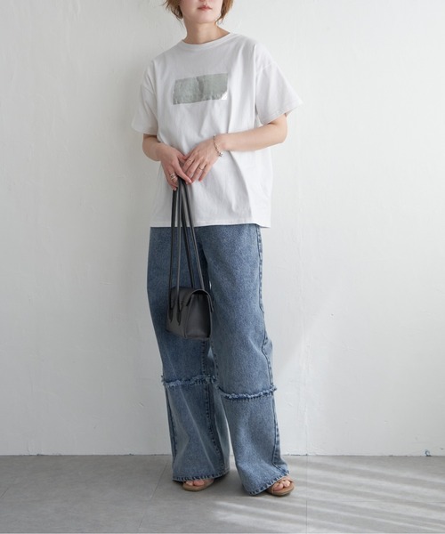 notch.(ノッチ)の「コットン100% 箔プリントTシャツ(Tシャツ/カットソー・レディース・ブラック/オフホワイト/チャコール・M)」の8枚目の写真