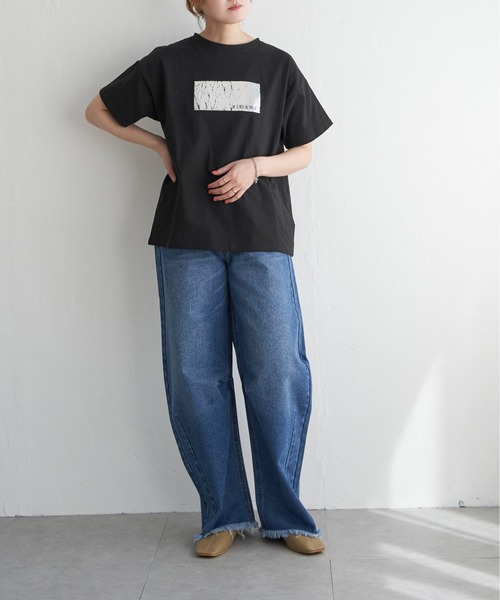 notch.(ノッチ)の「コットン100% 箔プリントTシャツ(Tシャツ/カットソー・レディース・ブラック/オフホワイト/チャコール・M)」の15枚目の写真