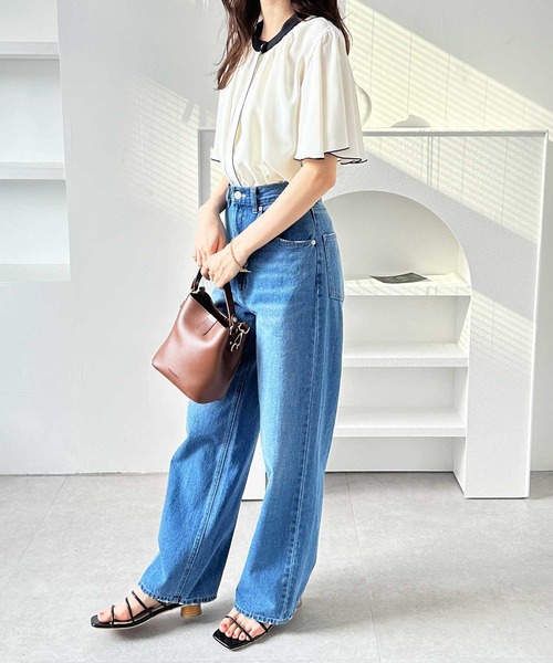 GeeRA（ジーラ）の「夏コーデに大活躍！前後2WAY配色フレアー袖ブラウス（シャツ/ブラウス・レディース・ベージュ/ブラック/アイボリー・SMALL/MEDIUM/LARGE/X-LARGE）」の10枚目の写真