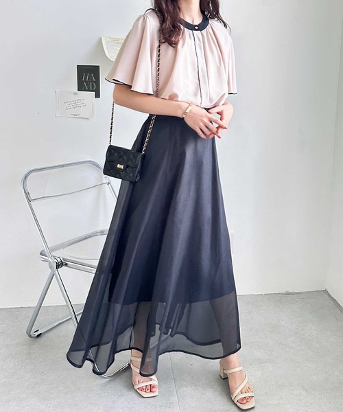 GeeRA（ジーラ）の「夏コーデに大活躍！前後2WAY配色フレアー袖ブラウス（シャツ/ブラウス・レディース・ベージュ/ブラック/アイボリー・SMALL/MEDIUM/LARGE/X-LARGE）」の17枚目の写真