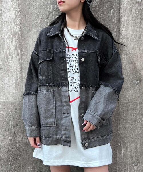 Figments(フィグメンツ)の「デニムフリンジ切り替えジャケット(デニムジャケット・レディース・ブラック・FREE)」の12枚目の写真