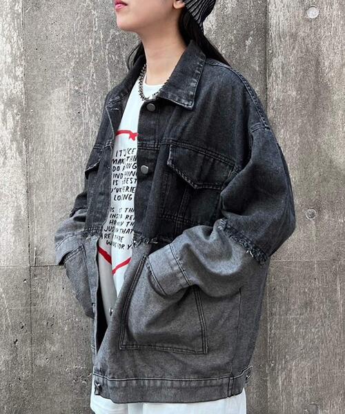 Figments(フィグメンツ)の「デニムフリンジ切り替えジャケット(デニムジャケット・レディース・ブラック・FREE)」の13枚目の写真