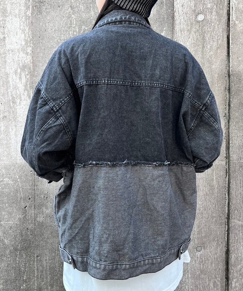 Figments(フィグメンツ)の「デニムフリンジ切り替えジャケット(デニムジャケット・レディース・ブラック・FREE)」の5枚目の写真