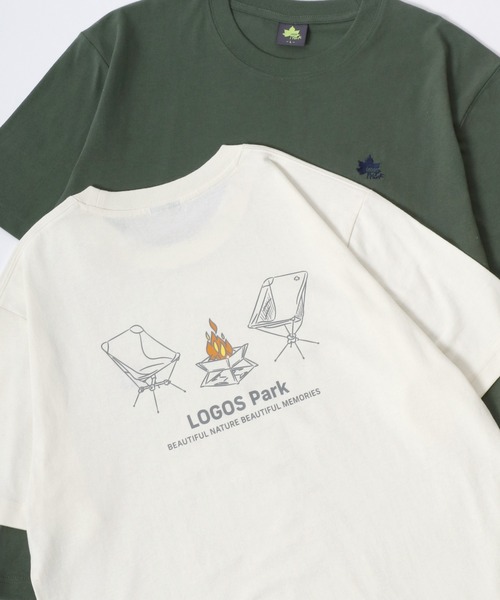 LOGOS(ロゴス)の「LOGOS/ロゴス キャンプギア フロント バックプリント半袖Tシャツ レディース メンズ(Tシャツ/カットソー・メンズ・グレー/アイボリー/カーキ/ネイビー/チャコール/ホワイト・M/L/LL)」の4枚目の写真