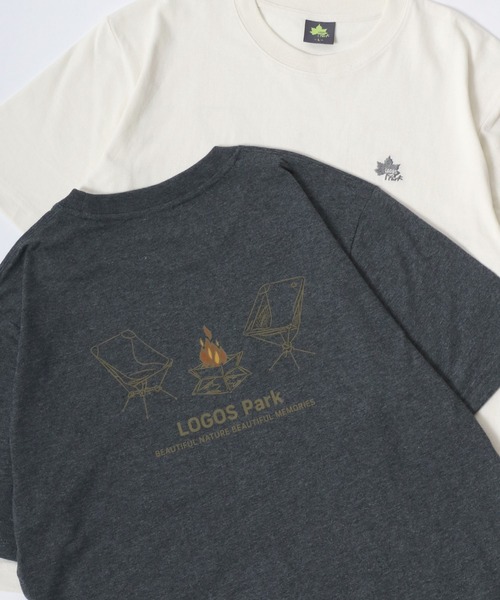 LOGOS(ロゴス)の「LOGOS/ロゴス キャンプギア フロント バックプリント半袖Tシャツ レディース メンズ(Tシャツ/カットソー・メンズ・グレー/アイボリー/カーキ/ネイビー/チャコール/ホワイト・M/L/LL)」の3枚目の写真