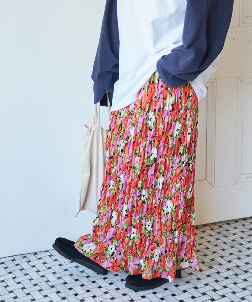 B.C STOCK(ベーセーストック)の「《追加》【Gleamy/グリーミー】フラワープリントスカート3(スカート・レディース・レッド・FREE)」の7枚目の写真