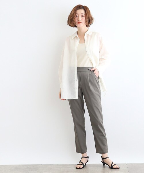 grove(グローブ)の「◆【接触冷感/マシンウォッシャブル】シアーオーバーシャツ(シャツ/ブラウス・レディース・オレンジ系/オフホワイト/ライトブルー/ブラウン系その他/ブラック・03/02/01/04/05)」の7枚目の写真