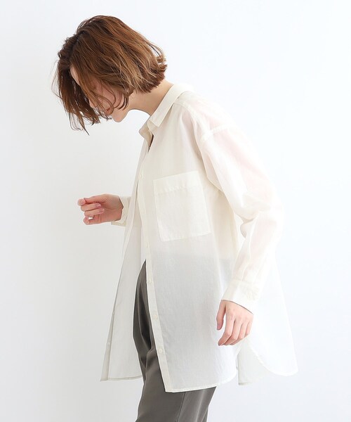 grove(グローブ)の「◆【接触冷感/マシンウォッシャブル】シアーオーバーシャツ(シャツ/ブラウス・レディース・オレンジ系/オフホワイト/ライトブルー/ブラウン系その他/ブラック・03/02/01/04/05)」の8枚目の写真