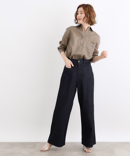 grove(グローブ)の「◆【接触冷感/マシンウォッシャブル】シアーオーバーシャツ(シャツ/ブラウス・レディース・オレンジ系/オフホワイト/ライトブルー/ブラウン系その他/ブラック・03/02/01/04/05)」の14枚目の写真