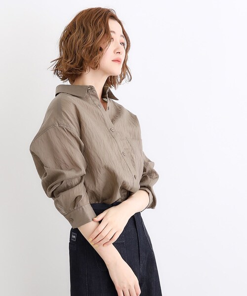 grove(グローブ)の「◆【接触冷感/マシンウォッシャブル】シアーオーバーシャツ(シャツ/ブラウス・レディース・オレンジ系/オフホワイト/ライトブルー/ブラウン系その他/ブラック・03/02/01/04/05)」の16枚目の写真