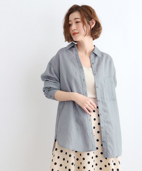 grove(グローブ)の「◆【接触冷感/マシンウォッシャブル】シアーオーバーシャツ(シャツ/ブラウス・レディース・オレンジ系/オフホワイト/ライトブルー/ブラウン系その他/ブラック・03/02/01/04/05)」の20枚目の写真