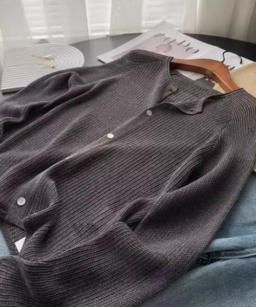 a lot of love(ア ロット オブ ラブ)の「畦編み シアーカーディガン(カーディガン/ボレロ・レディース・オフホワイト/グレー・FREE)」の9枚目の写真