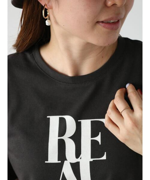 Lugnoncure（ルノンキュール）の「TCロゴプリントTシャツ（Tシャツ/カットソー・レディース・オフホワイト/チャコールグレー/ピンク・F）」の4枚目の写真