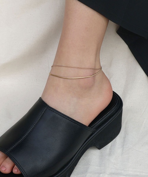 CEMONEMO（セモネモ）の「【金属アレルギー対応】 ２連 スネークチェーン アンクレット / サージカルステンレス 316L（アンクレット・レディース・ゴールド/ピンクゴールド/シルバー・FREE）」の14枚目の写真