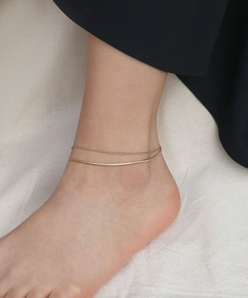 CEMONEMO（セモネモ）の「【金属アレルギー対応】 ２連 スネークチェーン アンクレット / サージカルステンレス 316L（アンクレット・レディース・ゴールド/ピンクゴールド/シルバー・FREE）」の15枚目の写真
