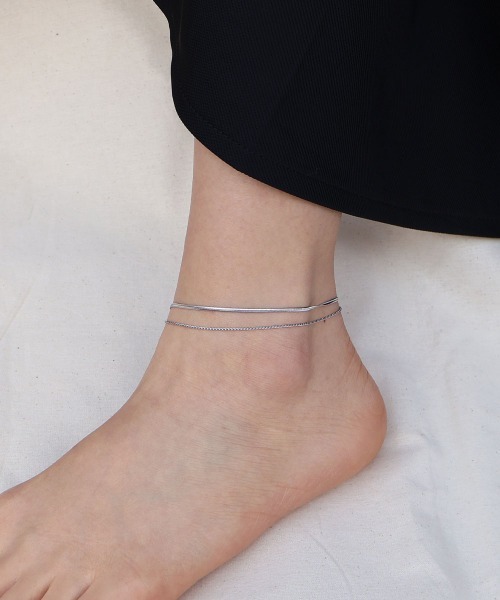 セール】【金属アレルギー対応】 2連 スネークチェーン アンクレット