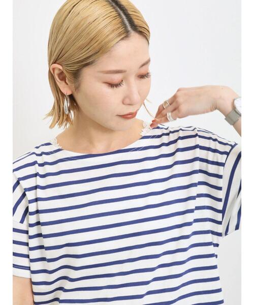 Samansa Mos2 blue（サマンサモスモスブルー）の「肩レースタンク（Tシャツ/カットソー・レディース・オフホワイト/ブラック・F）」の12枚目の写真