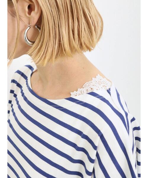 Samansa Mos2 blue（サマンサモスモスブルー）の「肩レースタンク（Tシャツ/カットソー・レディース・オフホワイト/ブラック・F）」の13枚目の写真