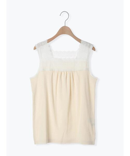 Samansa Mos2（サマンサ モスモス）の「パターンメッシュスクエアレースノースリーブ（Tシャツ/カットソー・レディース・ブラック/キナリ/ベージュ/ミント・F）」の13枚目の写真