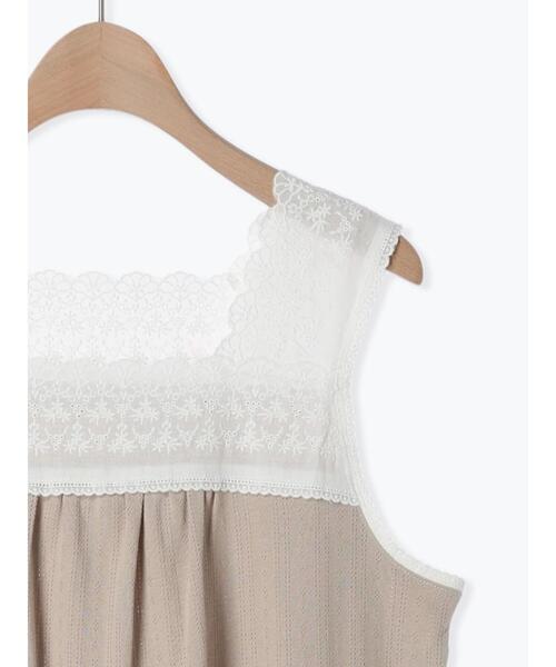 Samansa Mos2（サマンサ モスモス）の「パターンメッシュスクエアレースノースリーブ（Tシャツ/カットソー・レディース・ブラック/キナリ/ベージュ/ミント・F）」の16枚目の写真