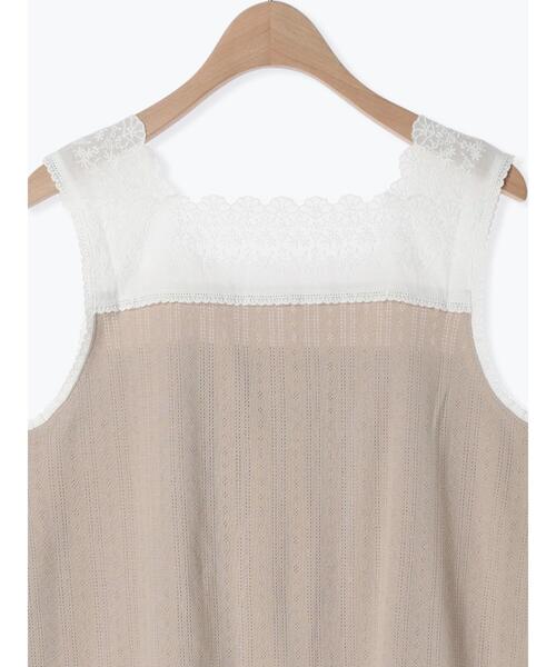 Samansa Mos2（サマンサ モスモス）の「パターンメッシュスクエアレースノースリーブ（Tシャツ/カットソー・レディース・ブラック/キナリ/ベージュ/ミント・F）」の18枚目の写真