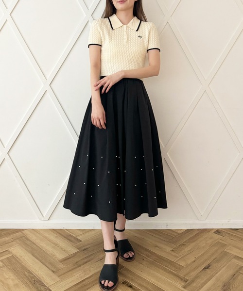 DEICY(デイシー)の「パールギャザースカート(スカート・レディース・ピンクベージュ/ブラック・0/1)」の4枚目の写真