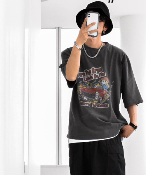 Ritzy（リッツィー）の「16/COTTON 天竺プリントTシャツ レディース メンズ（Tシャツ/カットソー・メンズ・モカ/ブラック/ブラック系その他2/ブラック系その他3/ブラウン系その他3/ブラウン系その他2/ブラック系その他/ブラウン系その他・LARGE/X-LARGE/MEDIUM）」の3枚目の写真