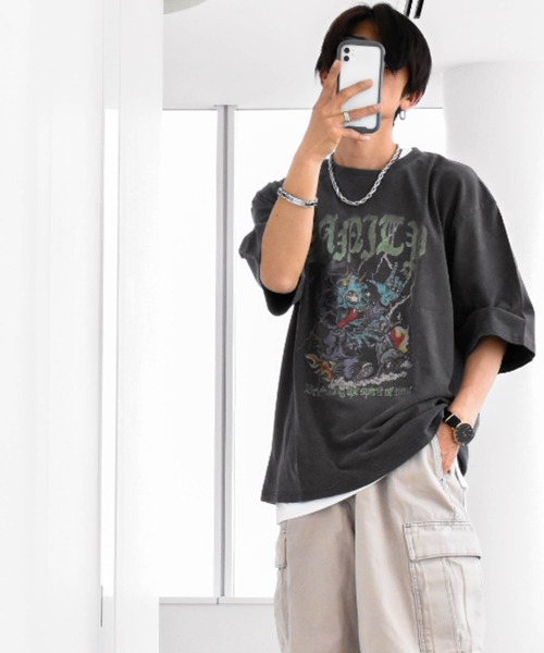 Ritzy（リッツィー）の「16/COTTON 天竺プリントTシャツ レディース メンズ（Tシャツ/カットソー・メンズ・モカ/ブラック/ブラック系その他2/ブラック系その他3/ブラウン系その他3/ブラウン系その他2/ブラック系その他/ブラウン系その他・LARGE/X-LARGE/MEDIUM）」の2枚目の写真