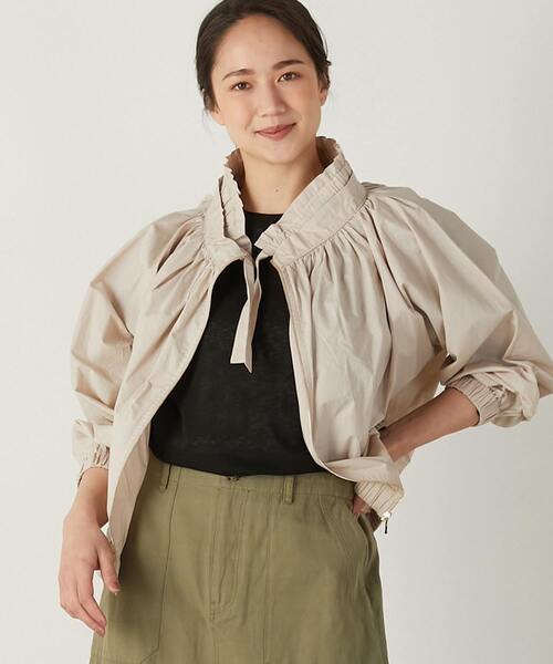 MELROSE claire（メルローズ クレール）の「【ギャザーシルエットがポイントのジップブルゾン】（ブルゾン・レディース・ネイビー/グレイッシュベージュ/イエロー・FREE）」の2枚目の写真