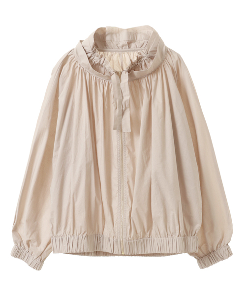 MELROSE claire（メルローズ クレール）の「【ギャザーシルエットがポイントのジップブルゾン】（ブルゾン・レディース・ネイビー/グレイッシュベージュ/イエロー・FREE）」の11枚目の写真