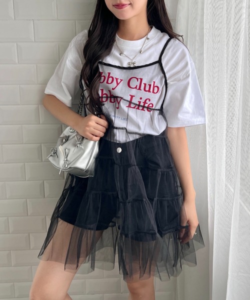 SOLLON.（ソルロン）の「ボリュームティアードシアーキャミワンピース（ワンピース・レディース・ピンク/ホワイト/ブラック/アイボリー・FREE）」の14枚目の写真