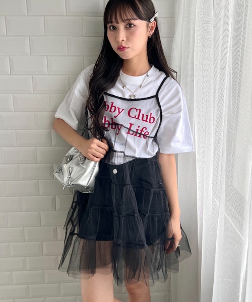 SOLLON.（ソルロン）の「ボリュームティアードシアーキャミワンピース（ワンピース・レディース・ピンク/ホワイト/ブラック/アイボリー・FREE）」の16枚目の写真